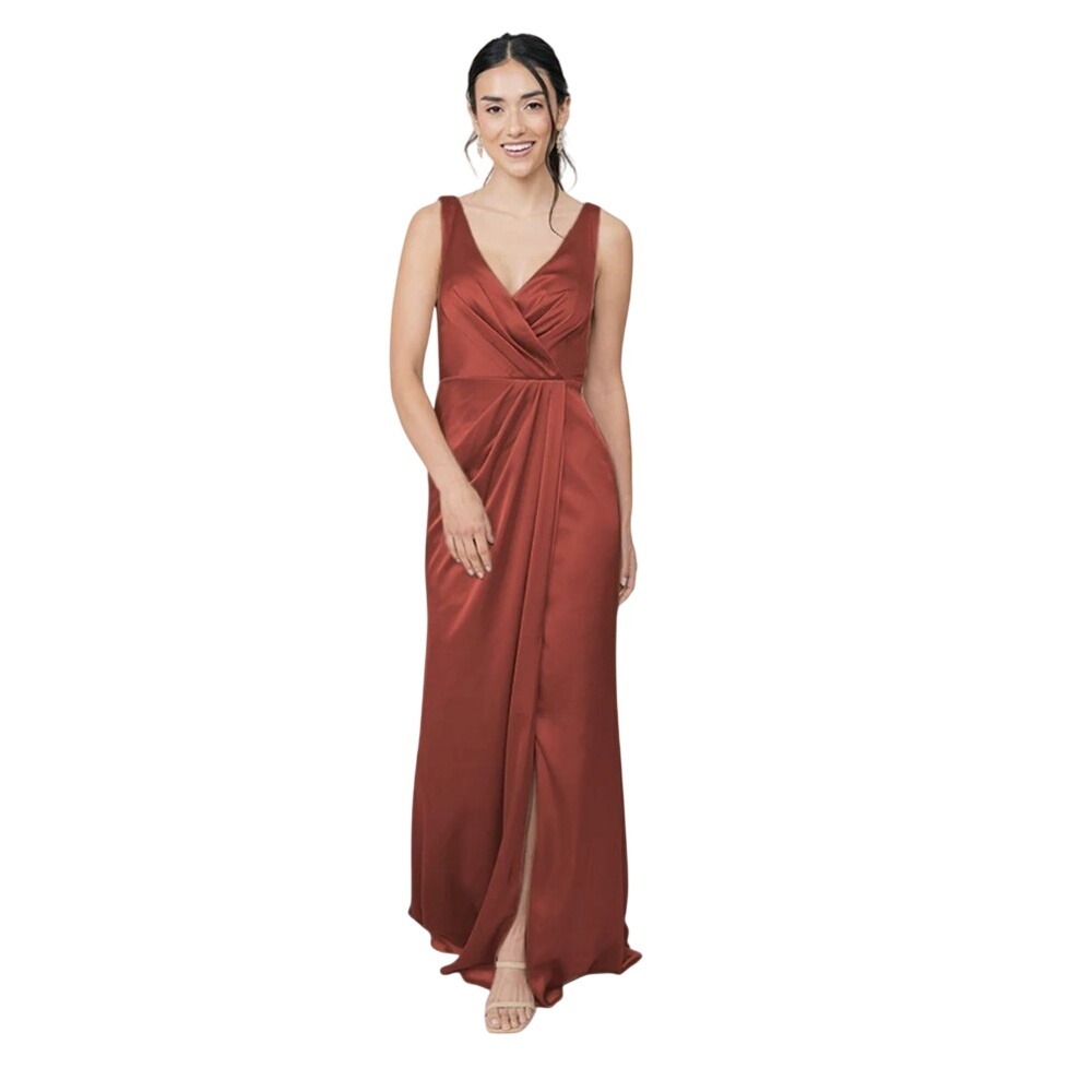 Revelry Blair Satin‎ Dress in Cinnamon Rust Women's size 8 Wedding Bride's Maid